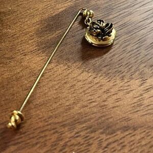 Locket Rose Stick Pin Gold Tone Floral Vintage